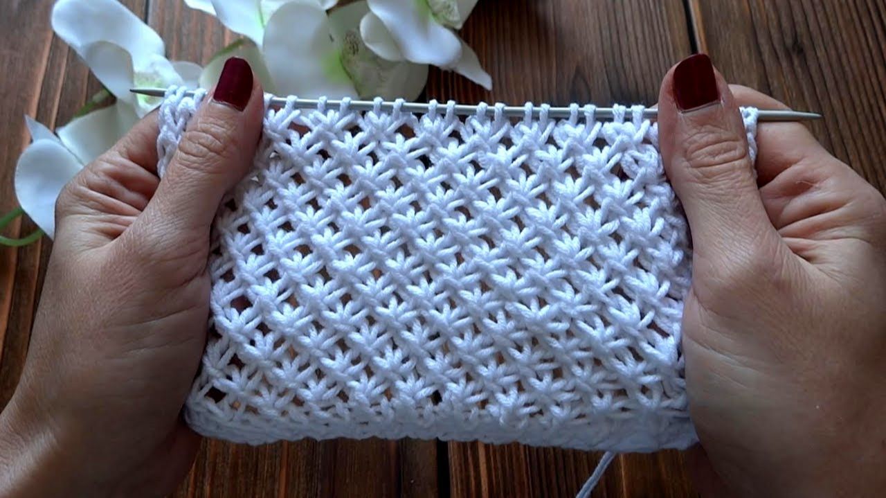 Давно искала этот узор. Очень нежный и красивый💥 Узор спицами. Мастер-класс
