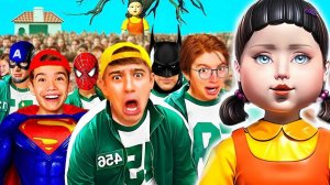 ИГРА В КАЛЬМАРА с СУПЕРГЕРОЯМИ в РЕАЛЬНОЙ ЖИЗНИ!