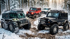 Вездеход Тайфун vs Топ-Джипы на порталах: УАЗ (БТР, 45" трактора), Patrol Y61, Mercedes G500 W463