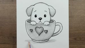 Как нарисовать очень Милую Собаку  карандашом - Пошаговое руководство -  простые идеи для рисования