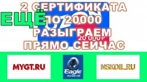 ЕЩЁ 2 СЕРТИФИКАТА OZON ПО 20000 РАЗЫГРАЕМ ПРЯМО СЕЙЧАС EAGLE OIL MYGT.RU NSKOIL.RU ЧАСТЬ 2