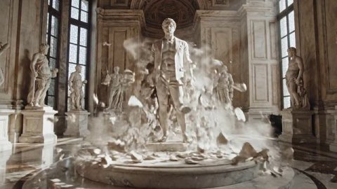 Veo3 превращает человека в статую