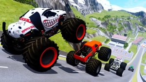 МУЛЬТИКИ ПРО МАШИНКИ Эпические прыжки и столкновения на скоростном монстр-траке Beamng Drive #27