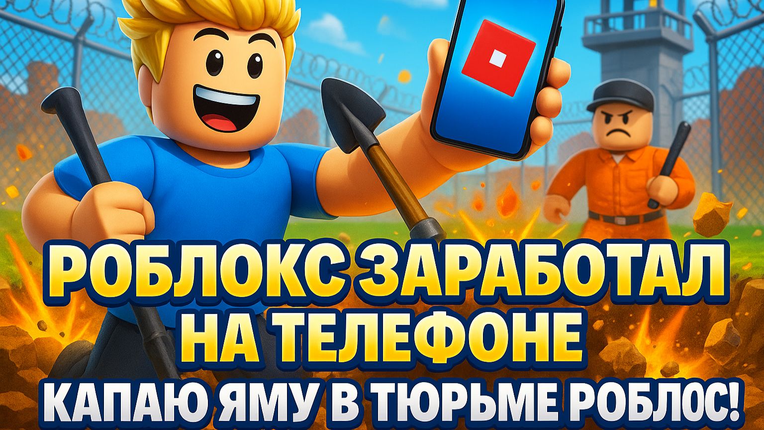 РОБЛОКС ЗАРАБОТАЛ НА ТЕЛЕФОНЕ!!! КАПАЮ ЯМУ В ТЮРЬМЕ РОБЛОКС!! смотреть онлайн