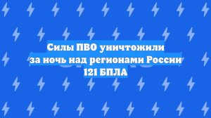 Силы ПВО уничтожили за ночь над регионами России 121 БПЛА