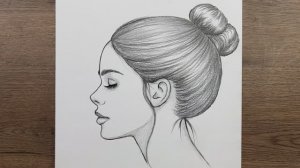 Как нарисовать красивую девушку шаг за шагом с пучком волос
