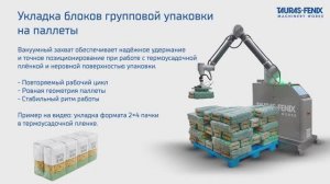 Робот-паллетайзер TAURAS-FENIX: точная работа с групповой упаковкой в плёнке