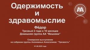 "Одержимость и здравомыслие". Федор (Москва). Спикерское на группе "Трезвость" 01.06.25
