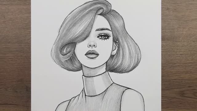 Как нарисовать красивую девушку поэтапно - Легкий рисунок девушки карандашом