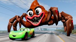 Эпический побег из Молний Маккуина-Пожирателя, Маккуина-Драконожа, Мэтропожирателя_BeamNG.Drive