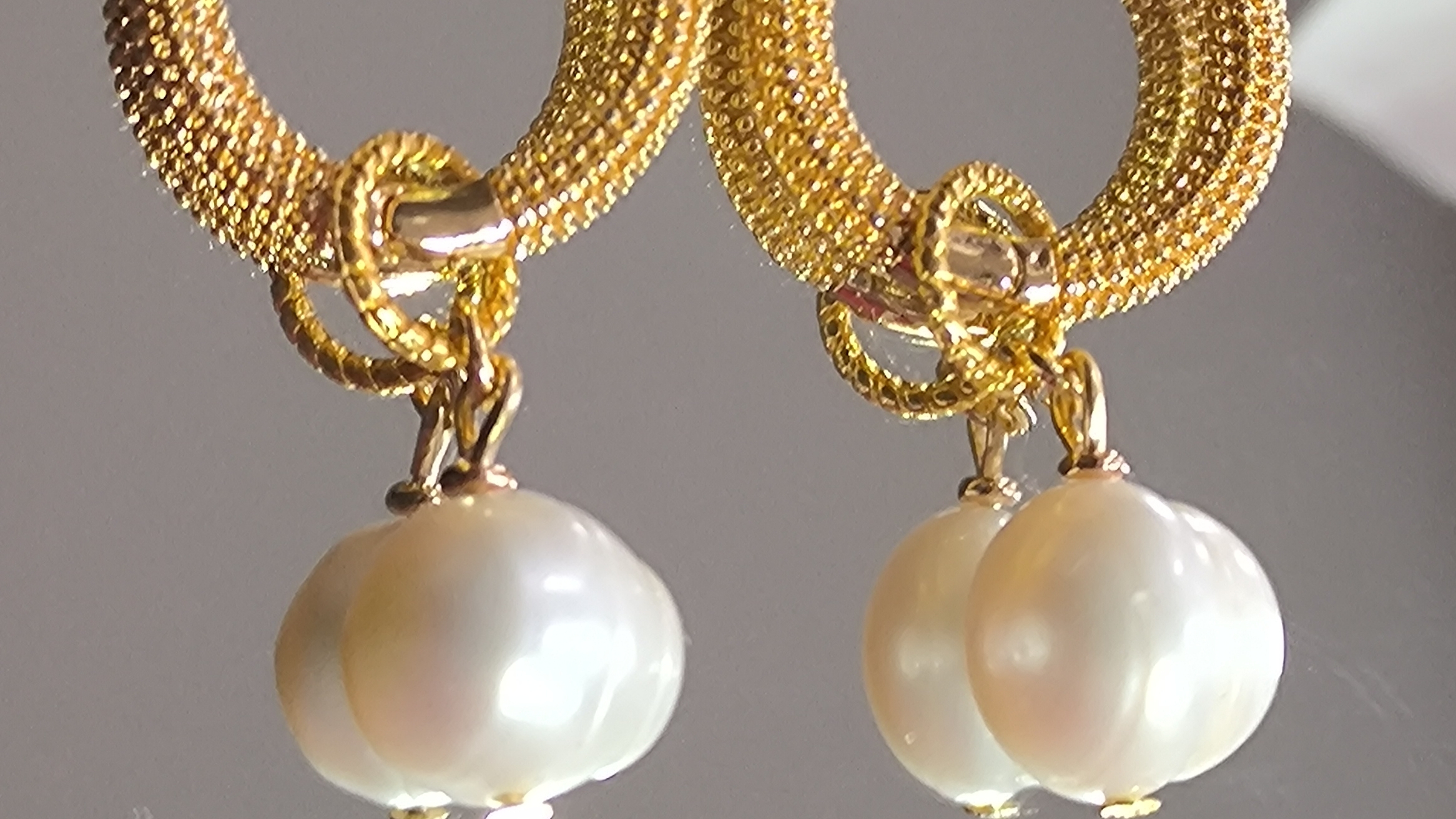 Серьги конго с натуральным речным жемчугом