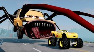 Эпический побег из Молний Маккуина-Пожирателя, Маккуина-Драконожа, Мэтропожирателя_BeamNG.Drive