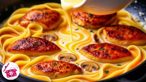Наш любимый ужин за 20 минут! Просто и очень вкусно! Курица с Грибами и Пастой в сливочном соусе