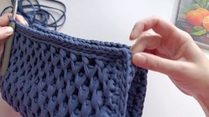 Мастер класс сумки крючком из трикотажной пряжи узор Соты
