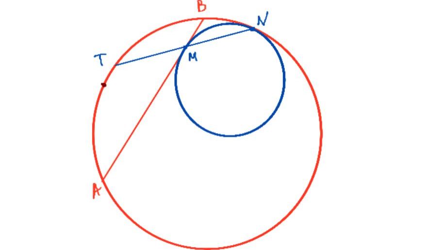 ОКРУЖНОСЬ- ЛИНИЯ ЦЕНТРОВ, КРАЙНИЙ ВПИСАННЫЙ, РАДИУС ДЕЛИТ ХОРДУ ПОПОЛАМ