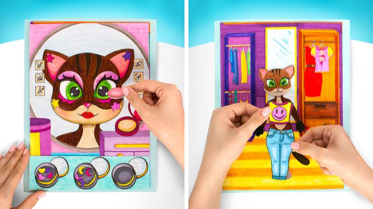 🏠 Рисуем бумажный домик с интерьером для милой кошки 🐱🎨