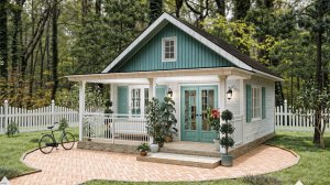 Сине-белое очарование: крошечный дом 6x6 м с одной спальней. Полный тур по уютному гнездышку!