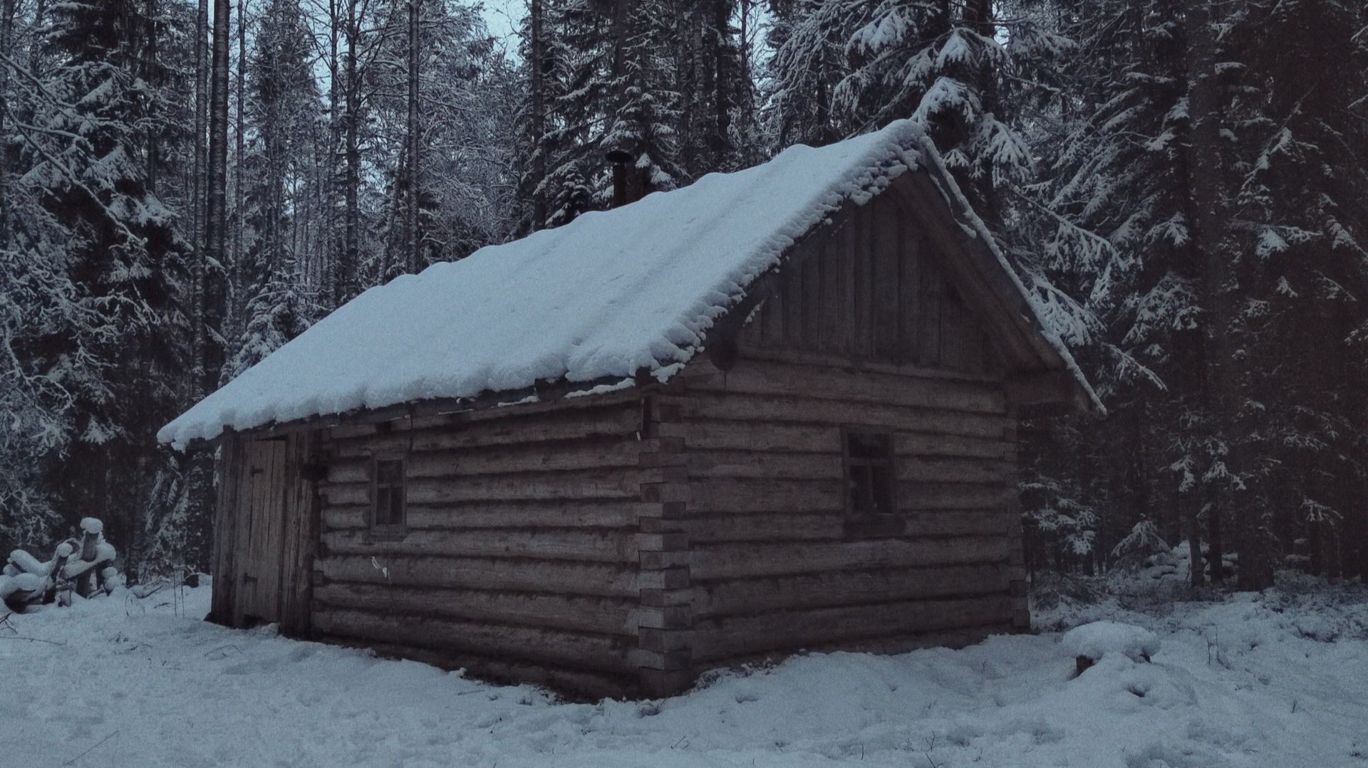 Живу в избушке на озере. Первый лёд.