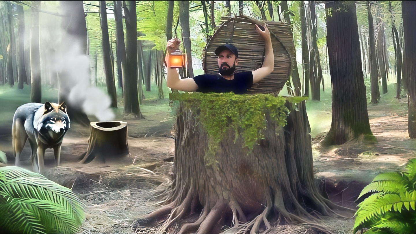 Построил секретную землянку в большом пне. Бушкрафт