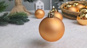 Набор однотонных пластиковых шаров глянцевых и матовых, цвет: янтарный, 60 мм, 1001185