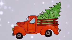 Как нарисовать новогоднюю машину с ёлкой