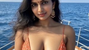 Индияночка с большим бюстом отдыхает на яхте