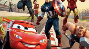 Киндер Сюрприз супергерои | Молния Маквин из мультика тачки готовиться к гонке с ДИНОКО | Мультик