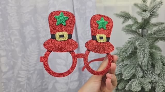 Карнавальные очки НОВОГОДНИЕ ШЛЯПЫ, красные, 16 см, AAF510980-4