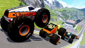 МУЛЬТИКИ ПРО МАШИНКИ Эпические прыжки и столкновения на скоростном монстр-траке Beamng Drive #33