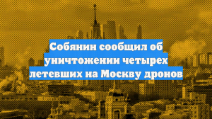 Собянин сообщил об уничтожении четырех летевших на Москву дронов