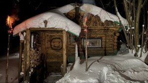 Землянка. Ночуем в дикий мороз. Паримся в бане