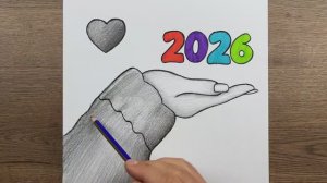 Рисунок с Новым годом 2026 карандашом - Простой новогодний рисунок - Пошаговое руководство