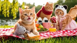 Котики и пикник