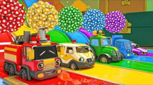 Футбольные мячи и детские машинки - Песня "Колеса в автобусе" - Детские стишки и песенки для малышей