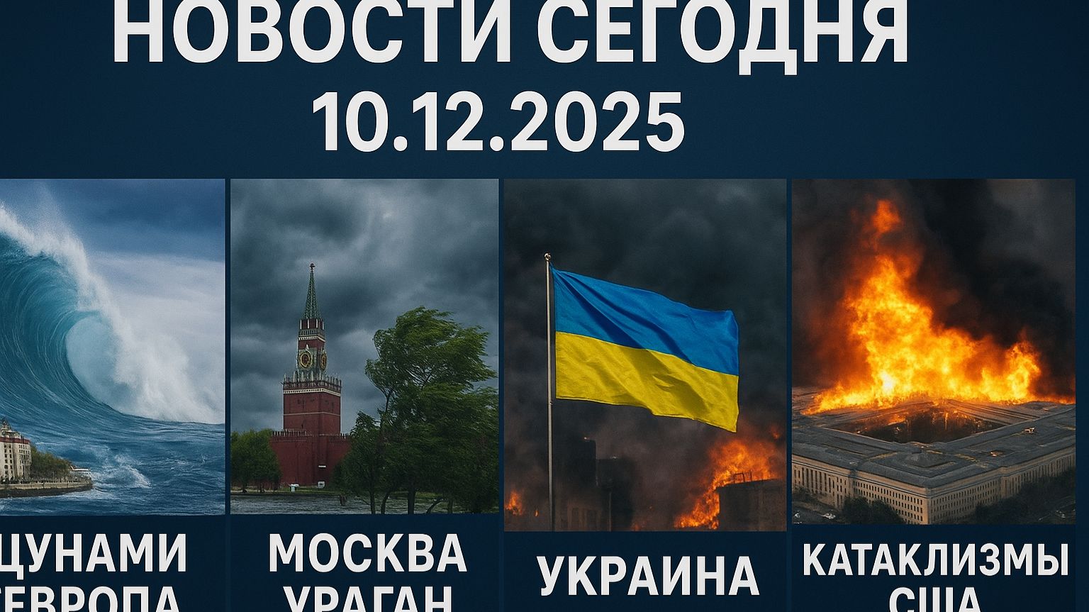 Новости Сегодня 10.12.2025 - Цунами Европа, Москва Ураган, Украина, Катаклизмы США