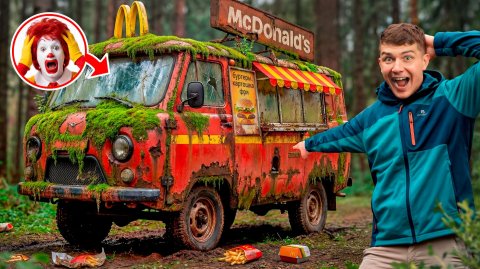Оживляем ЗАБРОШЕННЫЙ Грузовик McDonald's в ЛЕСУ! Как он там оказался?