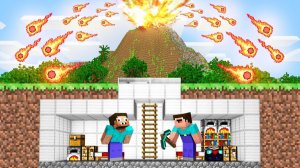 НУБ И ПРО ПОСТРОИЛИ БУНКЕР ОТ ИЗВЕРЖЕНИЯ ВУЛКАНА В МАИНКРАФТ НУБИК И ТРОЛЛИНГ ЛОВУШКА MINECRAFT