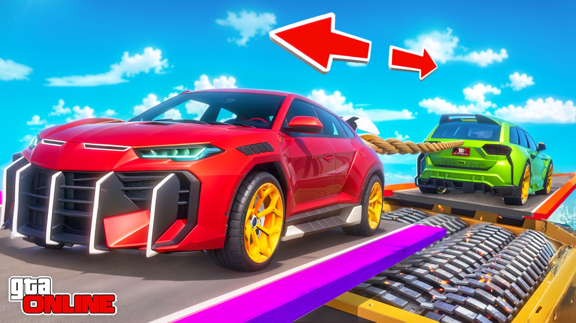 ЧИТЕРСКАЯ ЛАМБА ПРОТИВ ЧИТЕРСКОГО ДЖИПА! ПЕРЕТЯГИВАНИЕ КАНАТА В GTA 5! - ЭКСПЕРИМЕНТЫ ГТА 5