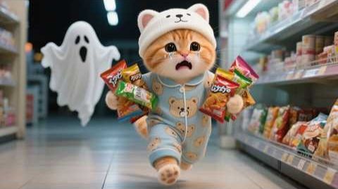 Рыжий котенок встречает привидение в круглосуточном магазине 👻, Как Мама-кошка решает эту проблему