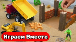 МУЛЬТИКИ ПРО ФЕРМУ С СУПЕРГЕРОЯМИ 🐄 ХАЛК ПОМОГАЕТ ПОСТРОИТЬ ДОМИК С МАШИНКАМИ