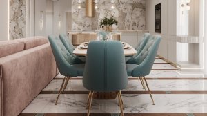 Современная кухня-зал в частном доме.