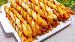 🍕Без масла и жарки! Вкусная закуска БЫСТРО! Попробуйте этот рецепт из слоеного теста!