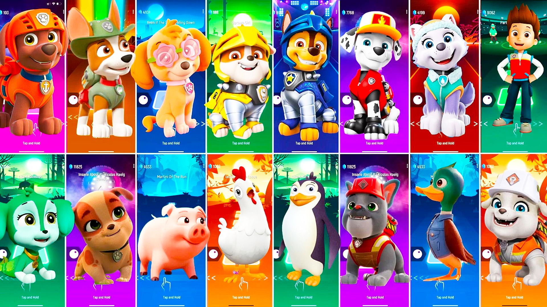 Мультики для Детей Щенячий Патруль Tiles Hop - ЗУМА, ТРАКЕР, СКАЙ, КРЕПЫШ, ГОНЩИК, МАРШАЛЛ