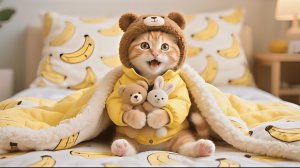 Рыжий котенок не выносит зимних холодов, поэтому с мамой-кошкой они идут в магазин за вещами