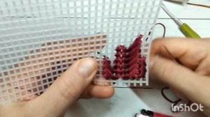 Мастер-класс-новый узор на пластиковой канве ленточным шнуром.