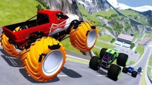 МУЛЬТИКИ ПРО МАШИНКИ Эпические прыжки и столкновения на скоростном монстр-траке Beamng Drive #38