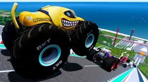 МУЛЬТИКИ ПРО МАШИНКИ Эпические прыжки и столкновения на скоростном монстр-траке Beamng Drive #34