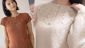 ВЯЖЕМ СВИТЕР И КОФТОЧКУ💎 с ажурной кокеткой спицами по одной схеме. 👍ПОПЕТЕЛЬНЫЙ МАСТЕР КЛАСС.