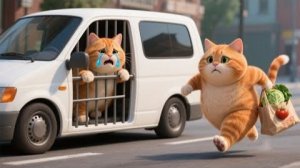 Мама-кошка спасает котенка от автомобильного ловца животных