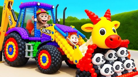 Мультики для детей. Волшебные шарики превращаются разные яркие машинки. Мультики для малышей